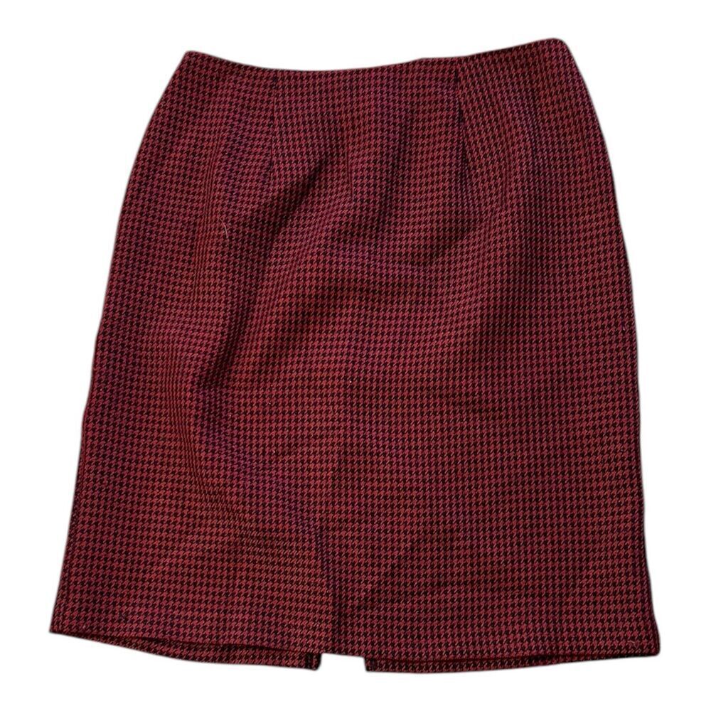 Dressbarn Red Houndstooth Pencil Skirt 10